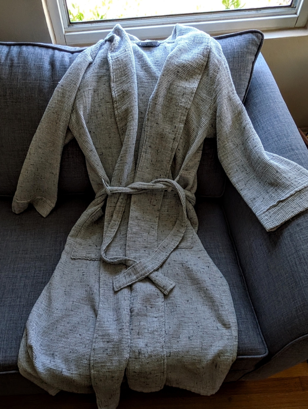 Parachute Adult Small Cotton Waffle Lightweight Speckled Robe Pockets